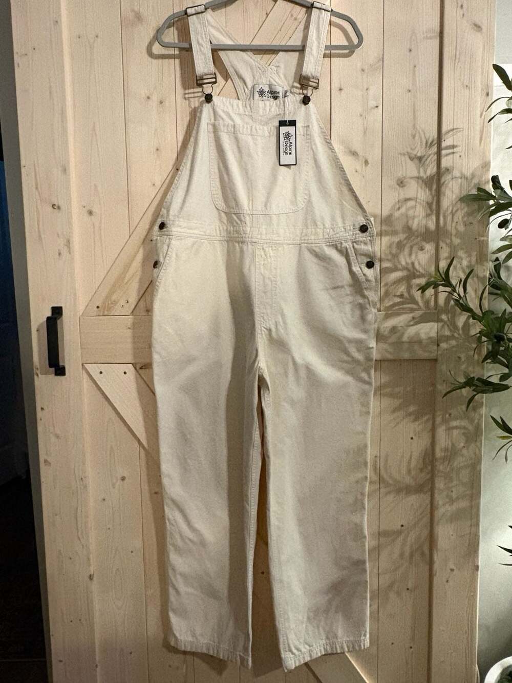 Alpine Design Women's Relaxed Fit Pre-Washed Off-White Overalls